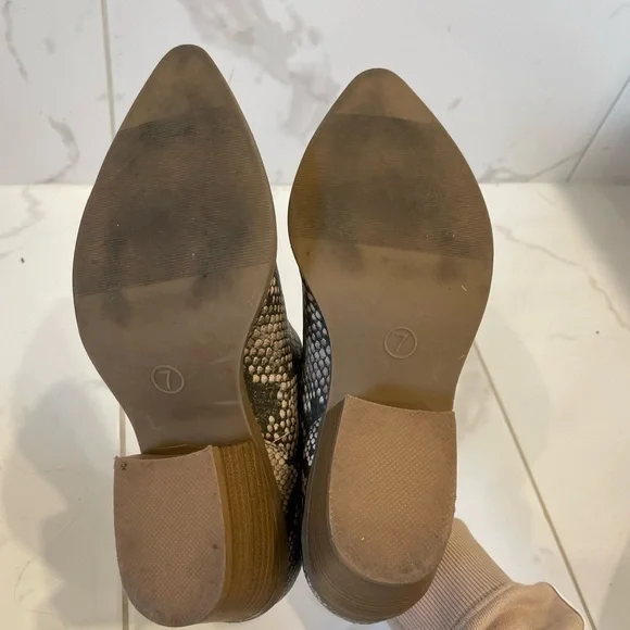 Universal Thread | Neutral Colour Snake Print Booties With Small Wedge Heel - Picture 5 of 16